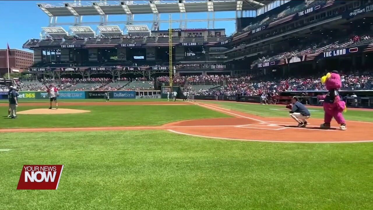 Judge Jeffrey Reed throws out first pitch at Thursday's Cleveland Guardians game